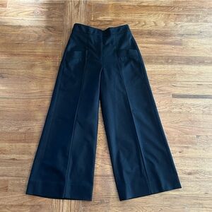 Me+EM Designer Black Wool Wide Leg Crop Pants High waisted Woman's 6 Polished